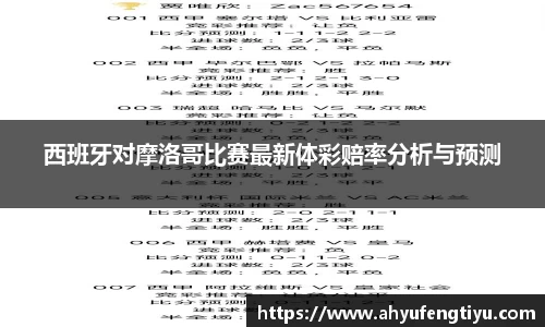 西班牙对摩洛哥比赛最新体彩赔率分析与预测